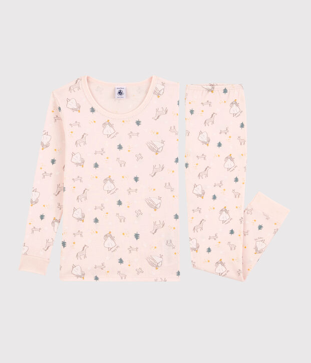 Snugfit-Kinderpyjama aus Baumwolle mit Prinzessinen-Print f&uuml;r M&auml;dchen rosa/vielfarbig