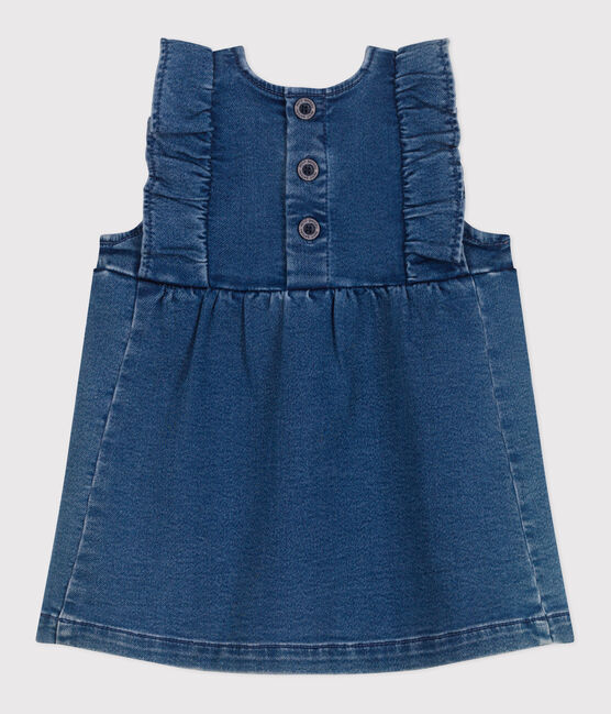 Ärmelloses Baby-Kleid aus Jeansstoff blau BLEU DELAVE