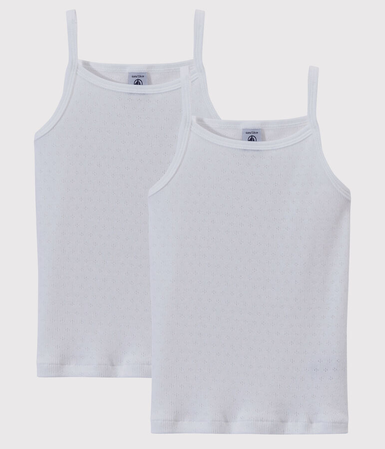 2er-Set Spaghetti-Tops aus Bio-Baumwolle mit Lochstickerei f&uuml;r M&auml;dchen vielfarbig