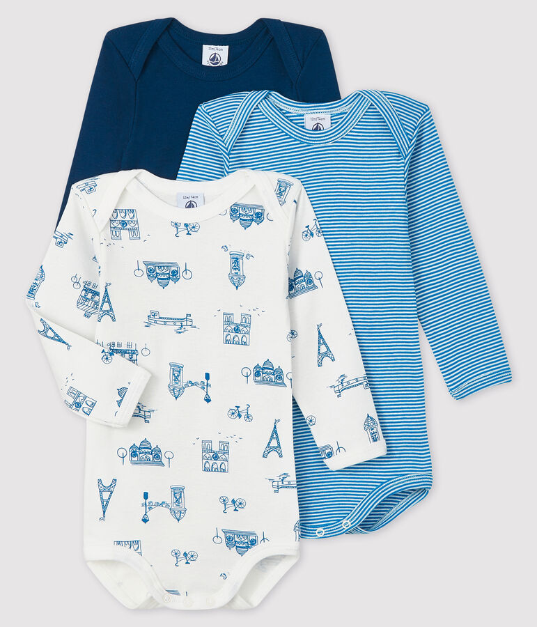 3er-Set lang&auml;rmlige Baby-Bodys f&uuml;r Jungen vielfarbig