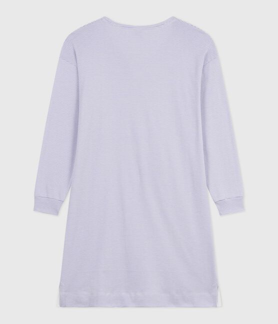 Damen-Nachthemd aus Baumwolle mit Streifen weiss SQUAW/ MARSHMALLOW