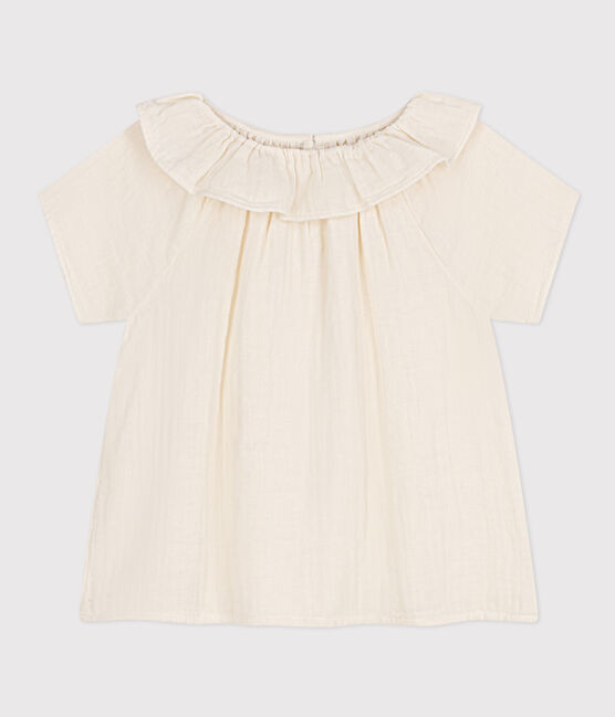 Kinder-Bluse aus Musselin für Mädchen weiss MARSHMALLOW