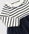 Langärmeliges Baby-Kleid für Mädchen weiss MARSHMALLOW/ SMOKING ARGENT BRILLANT