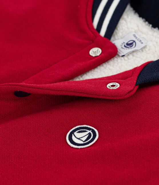 Kinder College-Jacke aus einfarbiger Baumwolle mit Sherpa-Futter AMARANTE