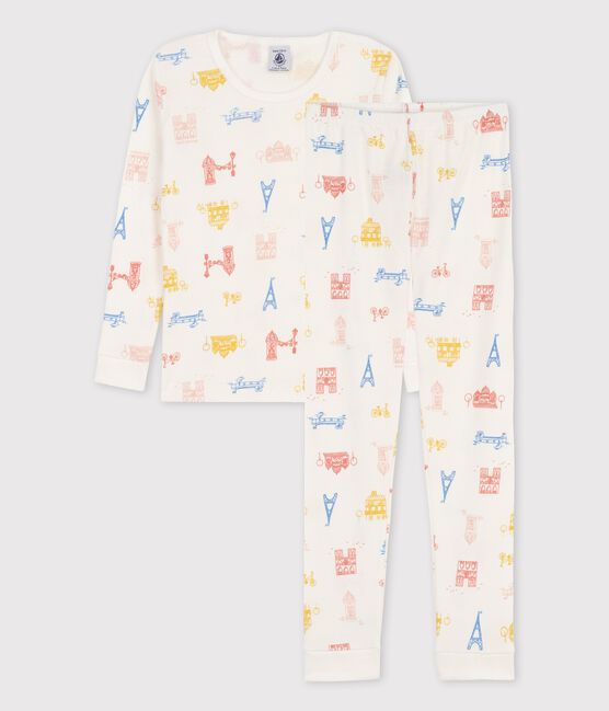 Pyjama Paris aus Baumwolle in schmaler Passform weiss MARSHMALLOW/weiss MULTICO
