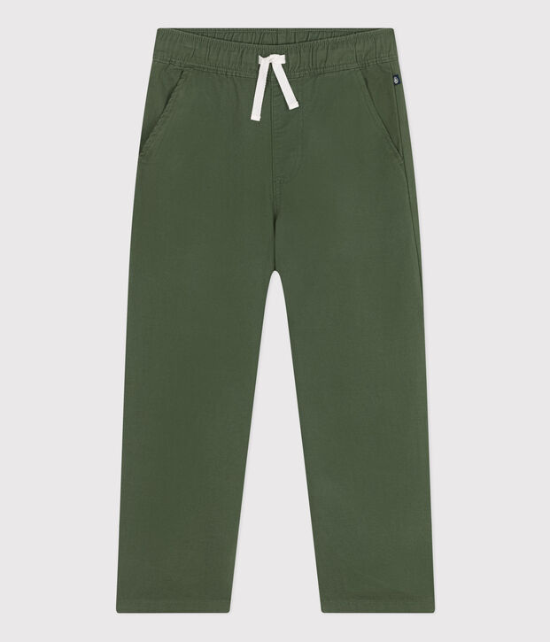 Kinderhose aus gestreiftem Baumwoll-Kattun Kinder/Jungen gr&uuml;n