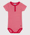 Kurzärmeliger Baby-Body aus Baumwolle mit Ringelstreifen rot CORRIDA/weiss MARSHMALLOW