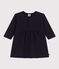 Bedrucktes langärmeliges Babykleid aus gestepptem Doppeljersey blau SMOKING