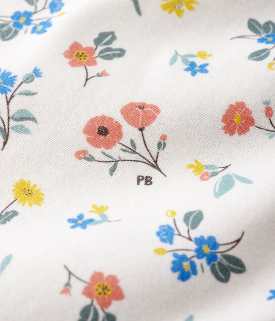 Ärmelloses Kinderkleid aus Baumwolle für Mädchen weiss MARSHMALLOW/weiss MULTICO