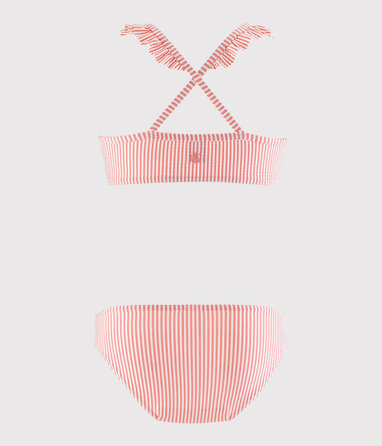 Kinder-Bikini aus recyceltem Material für Mädchen rosa GRETEL/weiss MARSHMALLOW