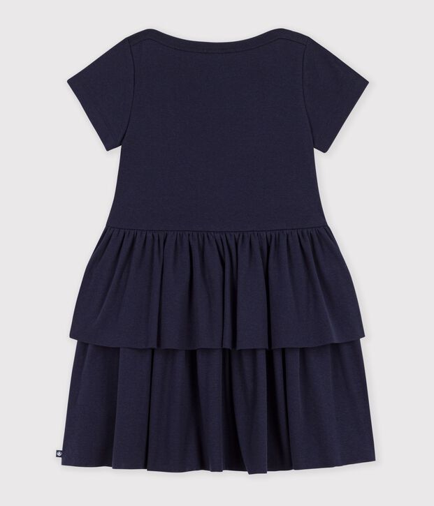 Kurz&auml;rmeliges Kinder-Kleid aus einfarbiger Baumwolle SMOKING