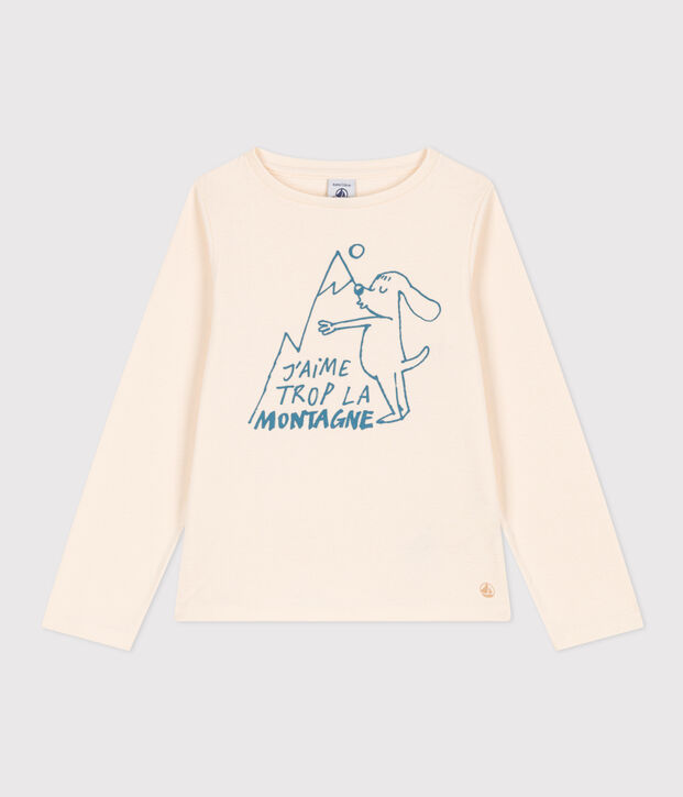 Lang&auml;rmeliges T-Shirt aus Baumwolle f&uuml;r Kinder/M&auml;dchen naturfarben