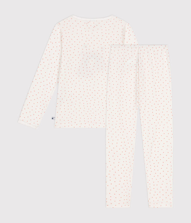 Kinder-Pyjama aus Baumwolle mit kleinen Herzen weiss/rosa