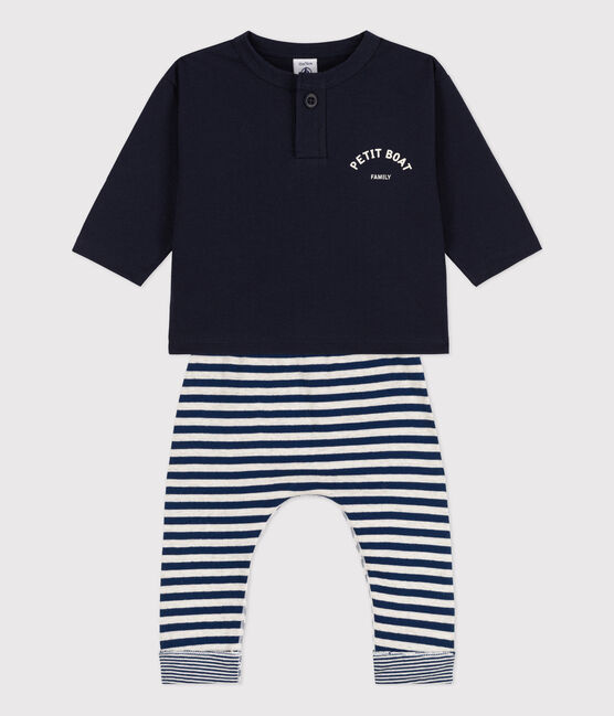 Baby-Geschenkset: T-Shirt und Hose blau SMOKING/weiss MARSHMALLOW
