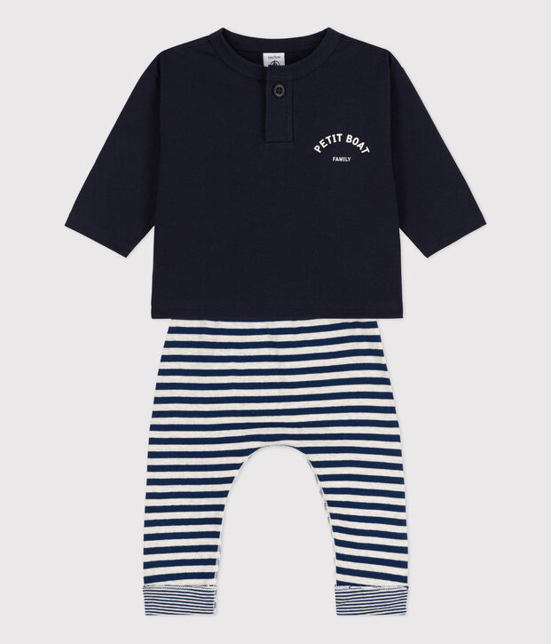 Baby-Geschenkset: T-Shirt und Hose blau/weiss