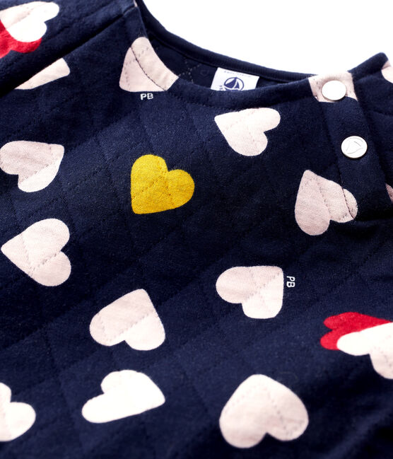 Kurzärmeliges Kinder-Kleid aus Doppeljersey für Mädchen blau SMOKING/weiss MULTICO