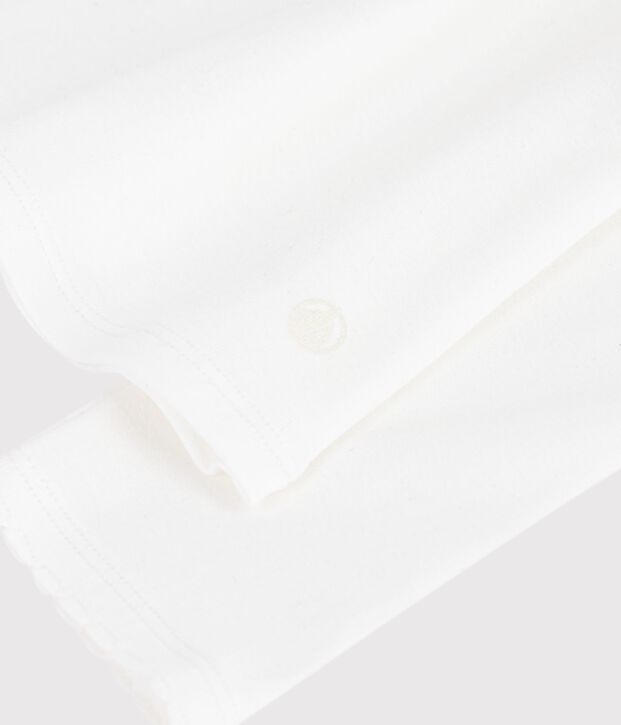 Lang&auml;rmeliges Damen-T-Shirt L'Iconique mit M&auml;usez&auml;hnchenkante aus einfarbigem Rippstrick weiss