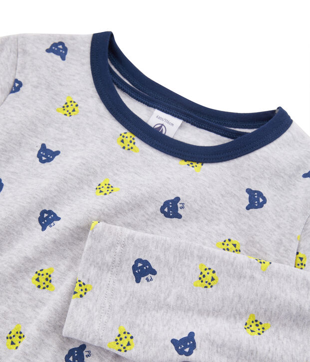 Rippstrick-Pyjama f&uuml;r kleine Jungen grau/vielfarbig