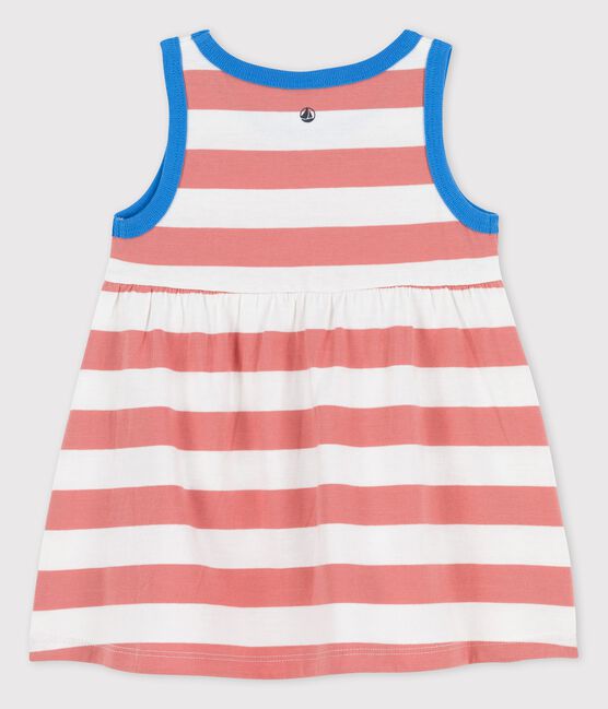 Ärmelloses Babykleid aus gestreiftem Jersey rosa PAPAYE/ MARSHMALLOW