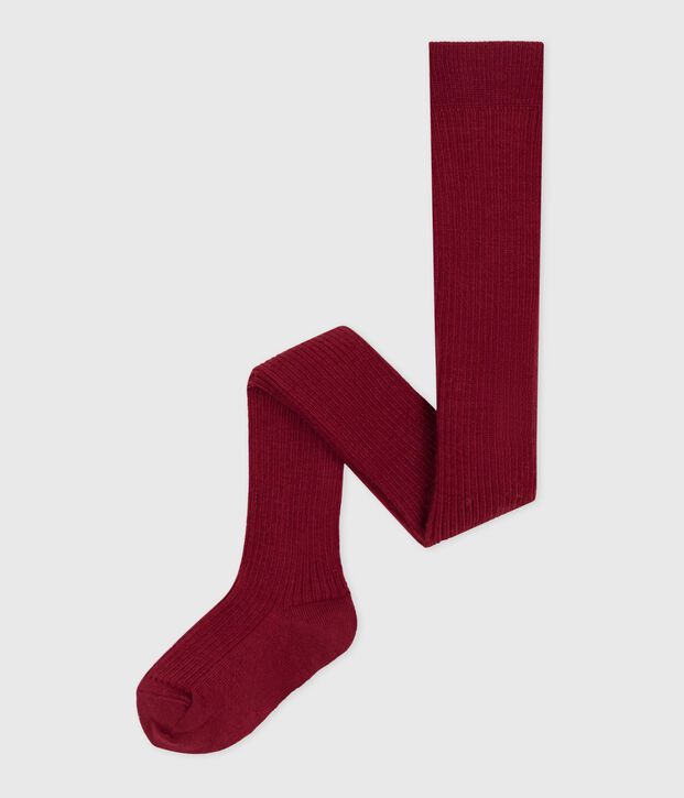 Baby-Strumpfhose aus einfarbigem Woll-und Baumwollstrick rot