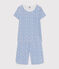 Kinder-Capripyjama aus Baumwolle mit Blumenmuster blau MARSHMALLOW/ INCOGNITO