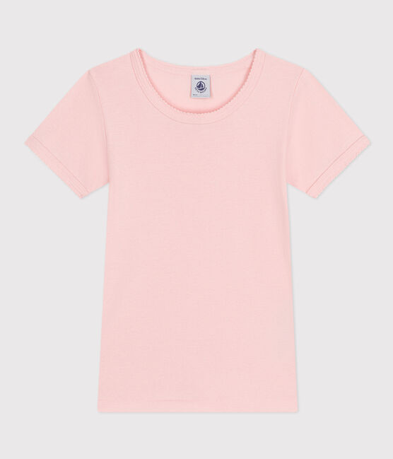 Kurzärmeliges T-Shirt aus Baumwolle für kleine Mädchen rosa MINOIS