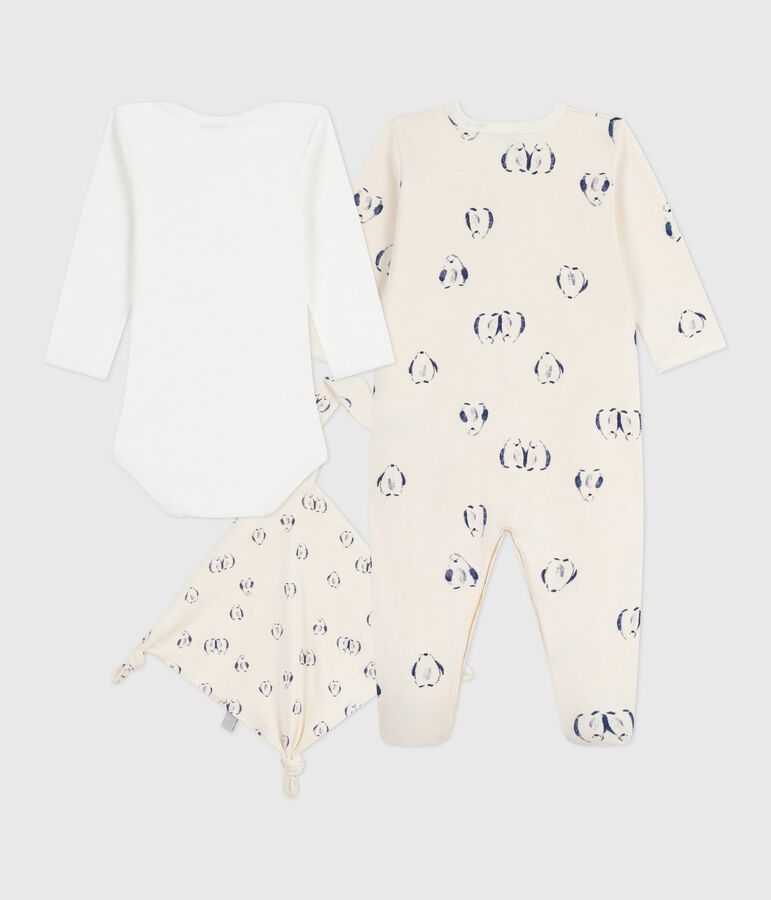 Baby-Geschenkset aus Nicki mit Blumenmotiv vielfarbig