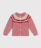 Kinder-Cardigan aus Woll- und Baumwoll-Jacquard für Mädchen rosa ROSEWOOD/ AVALANCHE
