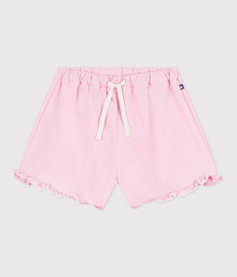 Kinder-Shorts aus einfarbiger Baumwolle rosa