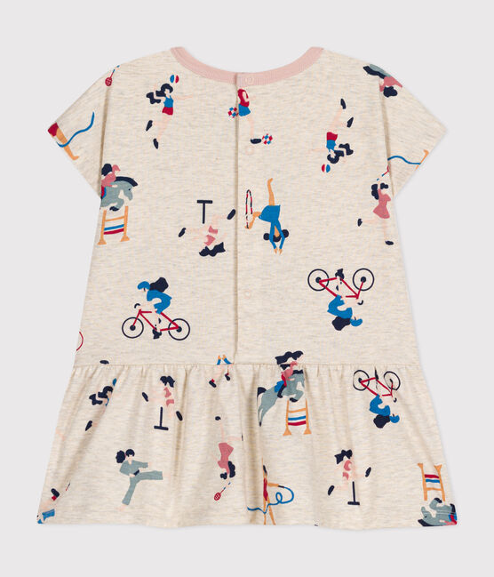 Kurzärmeliges Baby-Kleid aus feinem Jersey beige MONTELIMAR/weiss MULTICO