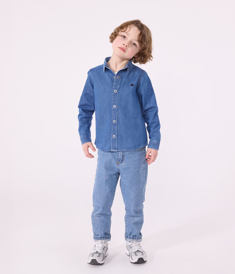 Kinderhemd aus leichtem Denim f&uuml;r Jungen blau