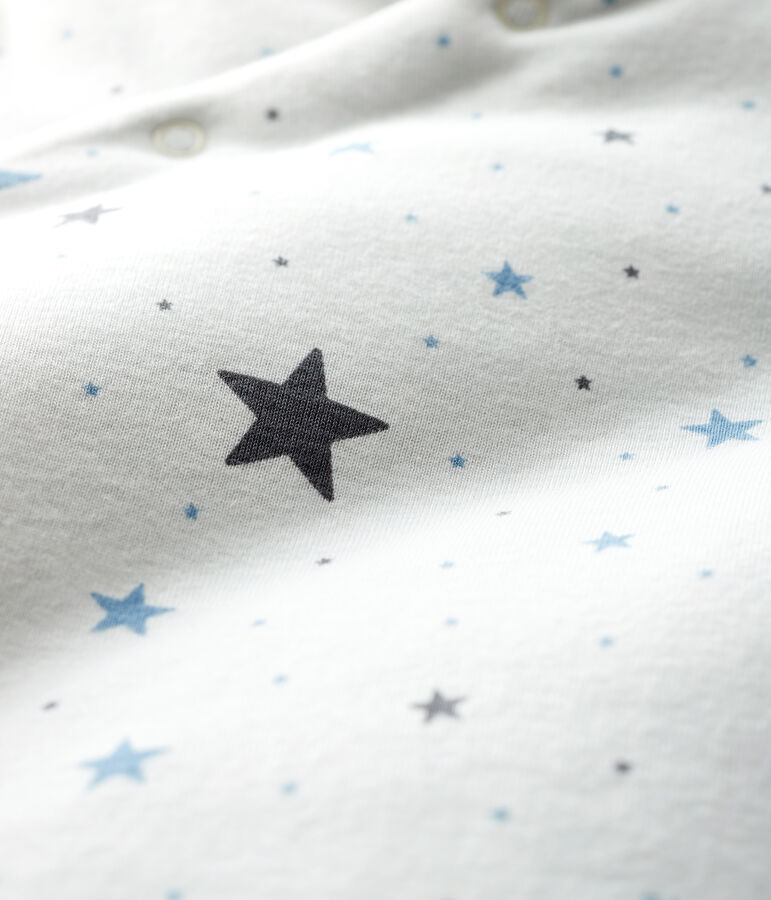 Langer Baby-Overall aus Rippstrick weiss MARSHMALLOW/grau TEMPETE