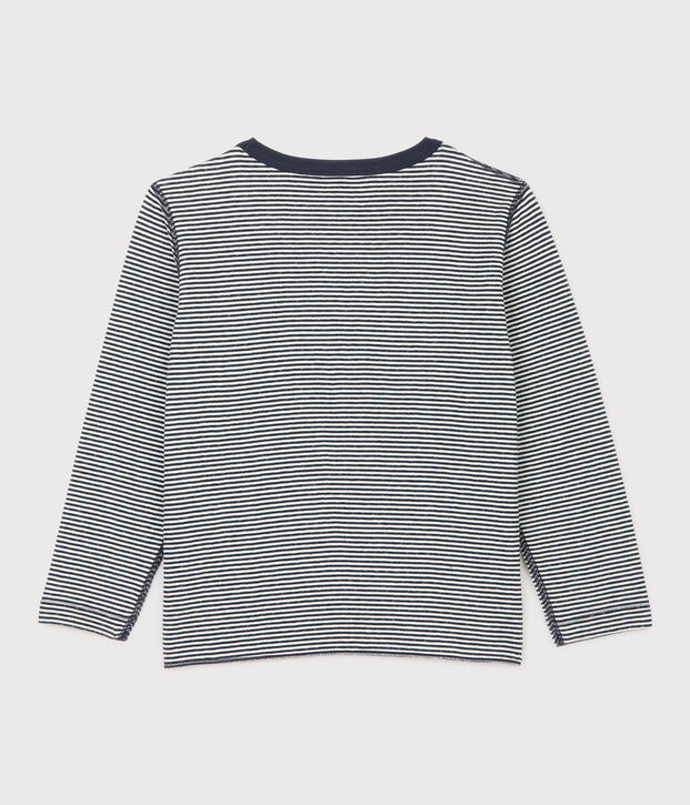 Lang&auml;rmeliges Kinder-T-Shirt aus Doppeljersey f&uuml;r Jungen blau/weiss