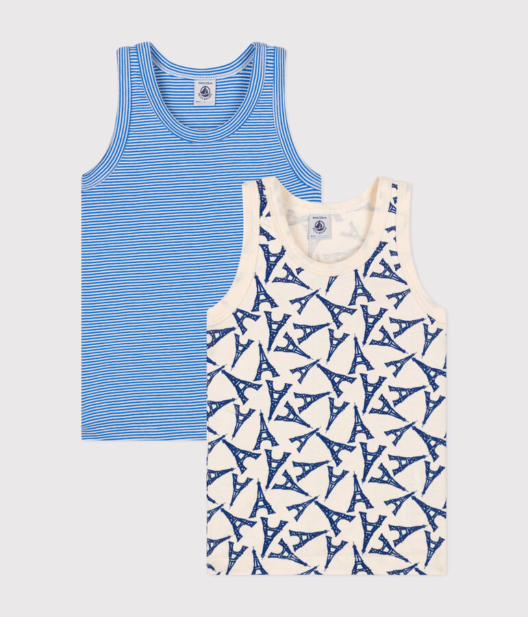 2er-Set Kinder-Unterhemden aus Baumwolle mit Paris-Motiv vielfarbig