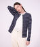 Damen-Cardigan aus Baumwolle mit Streifen blau/weiss