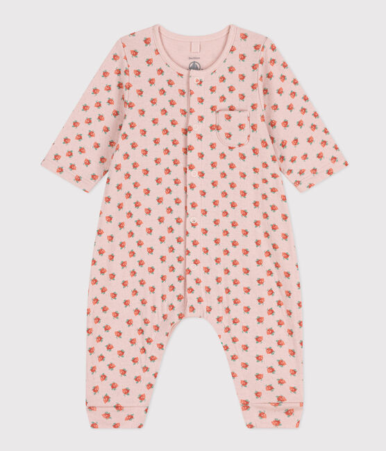 Baby-Langoverall aus Doppeljersey mit Blumenprint rosa SALINE/weiss MULTICO