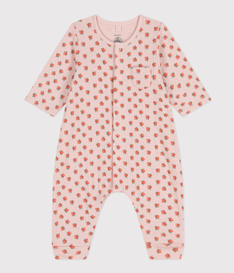 Baby-Langoverall aus Doppeljersey mit Blumenprint rosa/vielfarbig