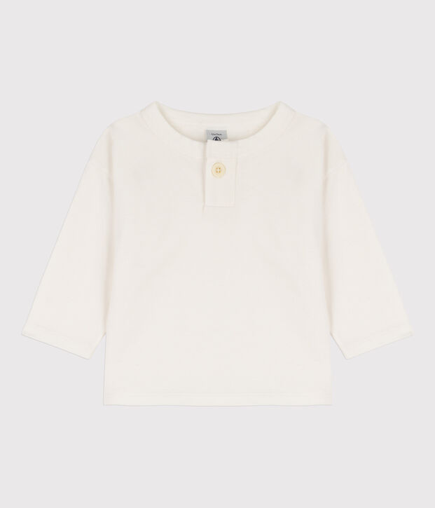 Lang&auml;rmeliges Baby-T-Shirt aus Baumwolle weiss