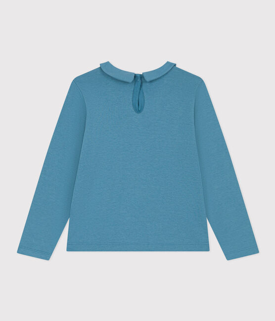 Langärmelige Kinderbluse aus Musselin-Stoff für Mädchen blau POLOCHON