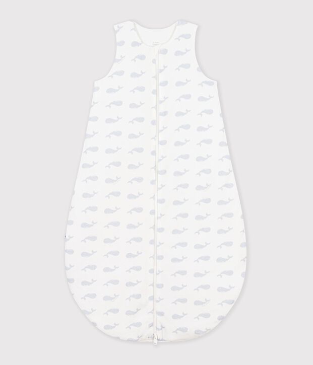 Babyschlafsack aus Baumwolle mit Walmotiv TOG-Wert 3 weiss/blau