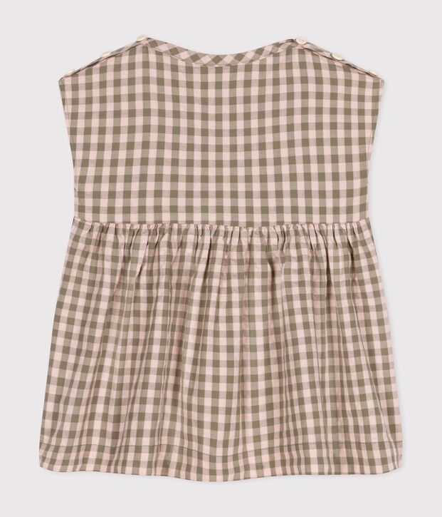 Kurz&auml;rmeliges Baby-Kleid aus Seersucker gr&uuml;n/rosa