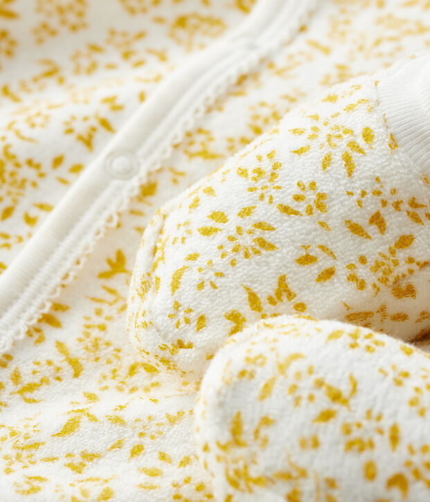 Baby-Schlaf-Set aus kuschelig weichem Frottee mit Blumenmuster gelb/ECUME2