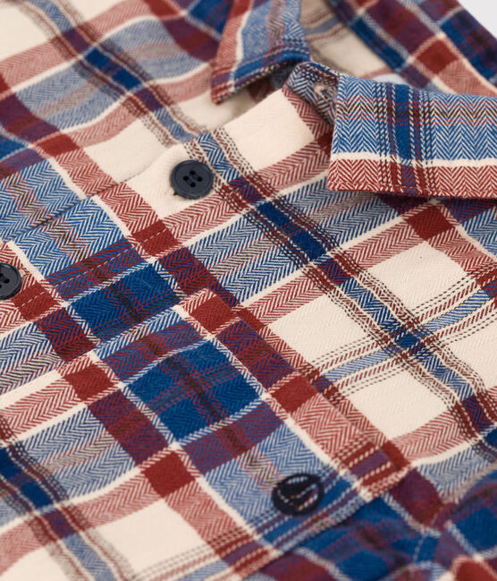 Kinderhemd aus Flanell mit Karomuster für Jungen weiss AVALANCHE/ MULTICO