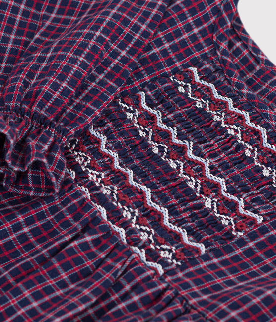 Langärmelige Kinder-Bluse aus Flanell mit Karomuster blau SMOKING/weiss MULTICO