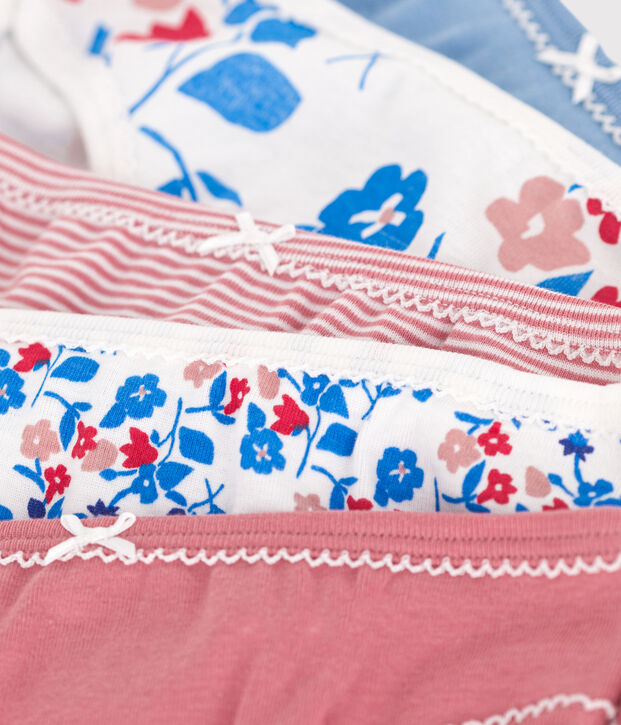 5er-Set Kinder-Slips aus Baumwolle mit Blumenmotiv vielfarbig