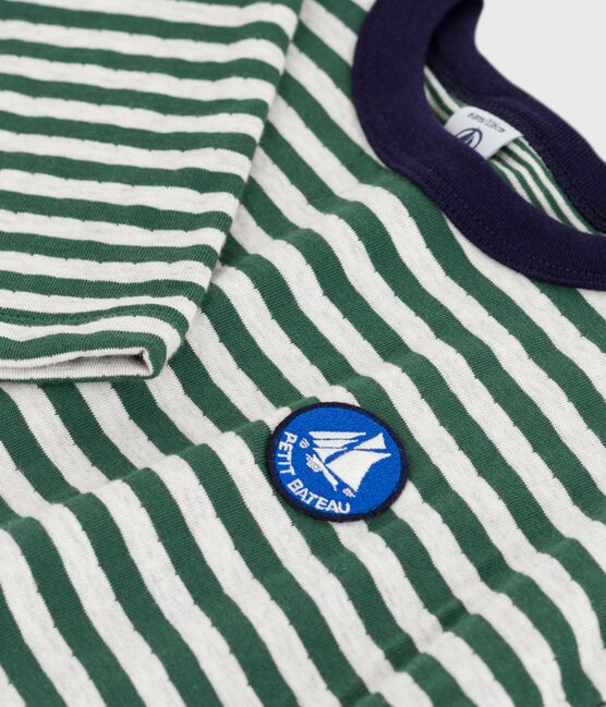 Langärmeliges Kinder-T-Shirt aus Baumwolle mit Streifen grün WILLOW/ MONTELIMAR:WILLOW/ MONTELIMAR
