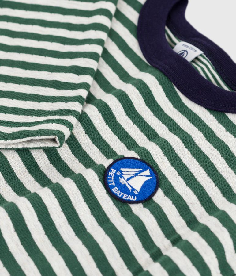 Lang&auml;rmeliges Kinder-T-Shirt aus Baumwolle mit Streifen gr&uuml;n/beige/gr&uuml;n