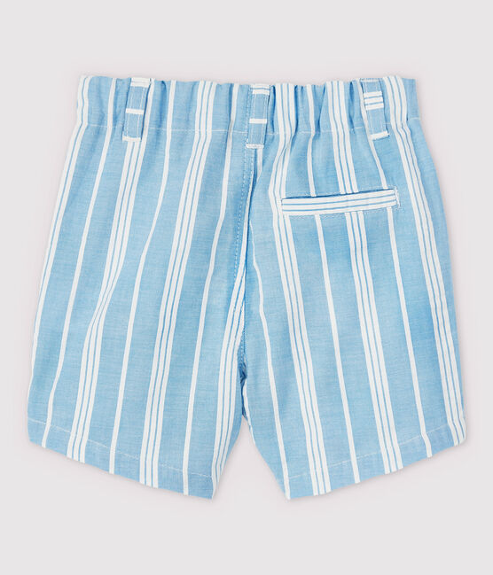 Gestreifte Baby-Shorts aus Popeline Jungen blau JASMIN/weiss MARSHMALLOW