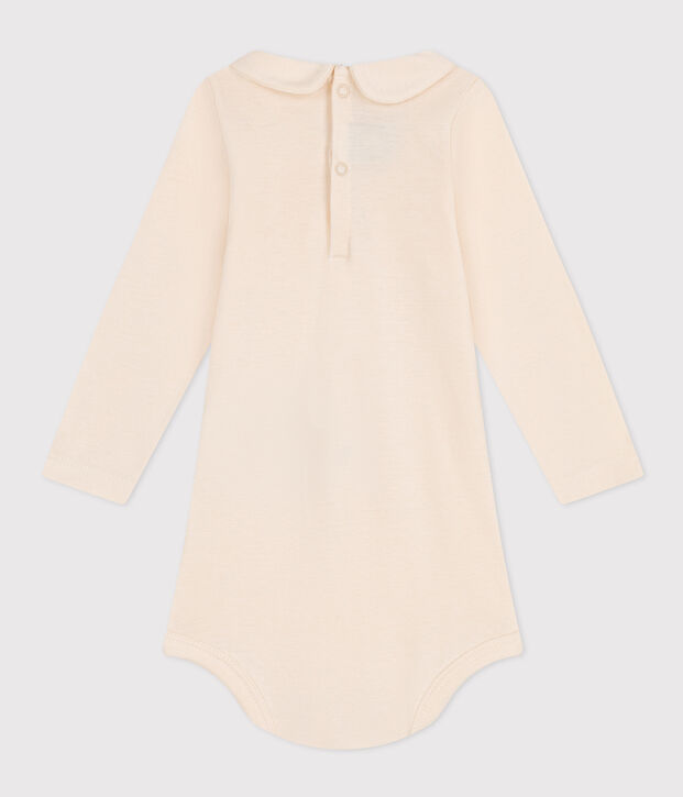 Lang&auml;rmeliger Baby-Body aus Baumwolle mit Bubikragen naturfarben