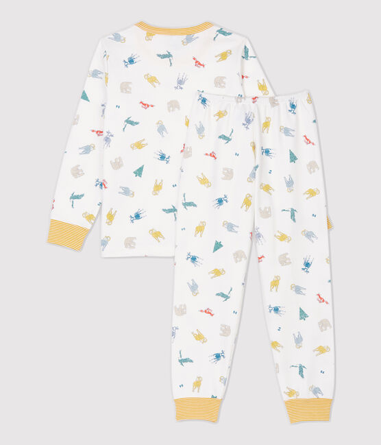 Kinderpyjama aus Molton mit Tiermotiv weiss MARSHMALLOW/weiss MULTICO